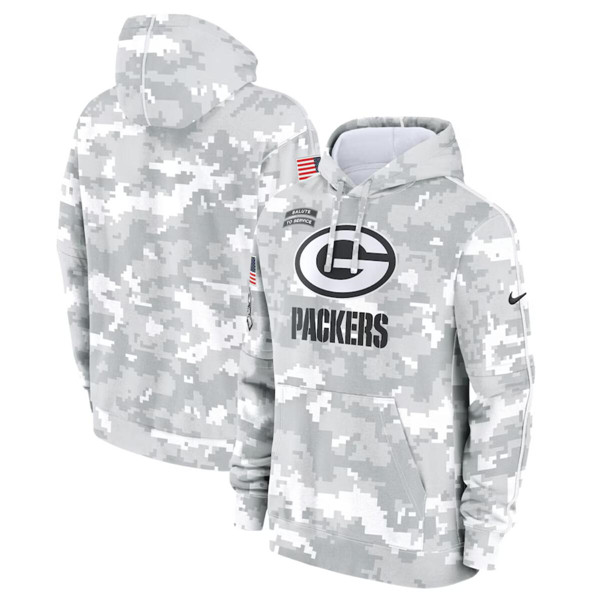 Green Bay Packers 2024 Arctic Camo Salute To Service Club Fleece Pullover Hoodie