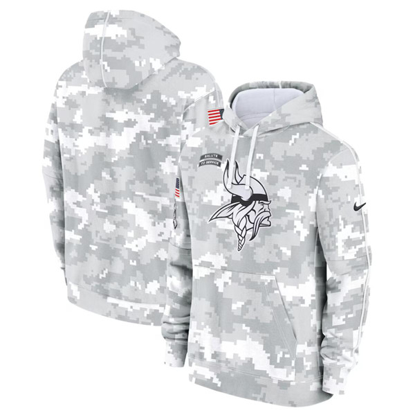 Minnesota Vikings 2024 Arctic Camo Salute To Service Club Fleece Pullover Hoodie