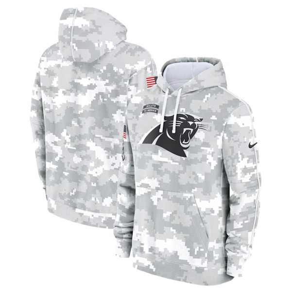 Carolina Panthers 2024 Arctic Camo Salute To Service Club Fleece Pullover Hoodie