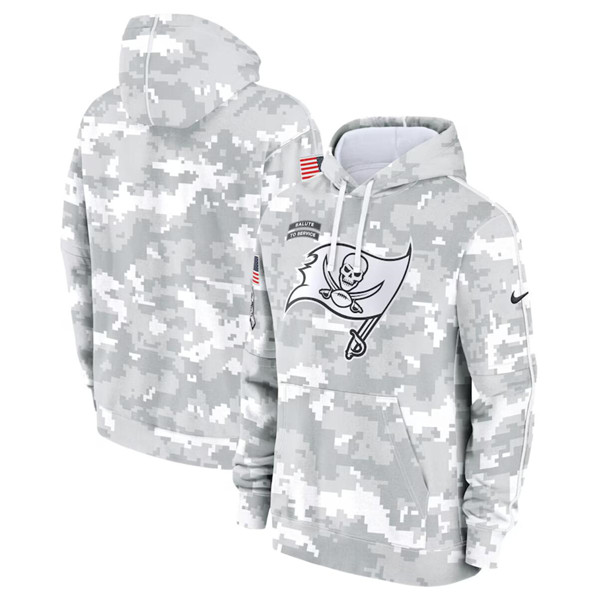 Tampa Bay Buccaneers 2024 Arctic Camo Salute To Service Club Fleece Pullover Hoodie