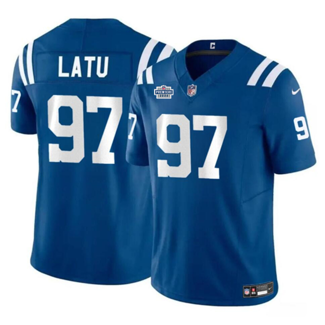 Indianapolis Colts #97 Laiatu Latu Blue 2024 With Dradt Patch F.U.S.E. Vapor Limited Stitched Jersey