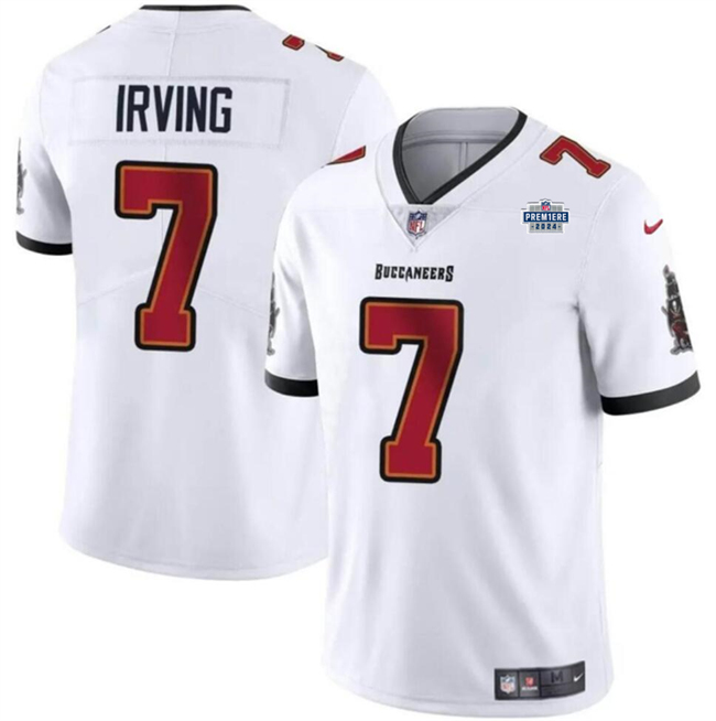 Tampa Bay Buccaneers #7 Bucky Irving White With Draft Patch Vapor Limited Stitched Jersey