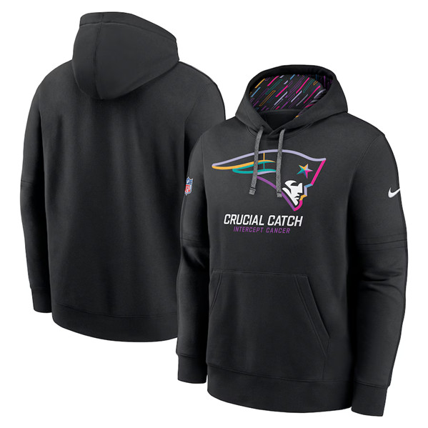 New England Patriots Black 2024 Crucial Catch Club Pullover Hoodie