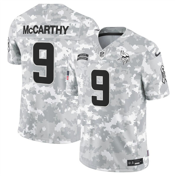 Minnesota Vikings #9 J.J. McCarthy Arctic Camo 2024 F.U.S.E. Salute To Service Limited Stitched Jersey