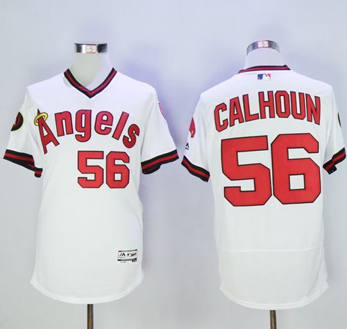 Angels Of Anaheim #56 Kole Calhoun White Flexbase Authentic Collection Cooperstown Stitched Jersey