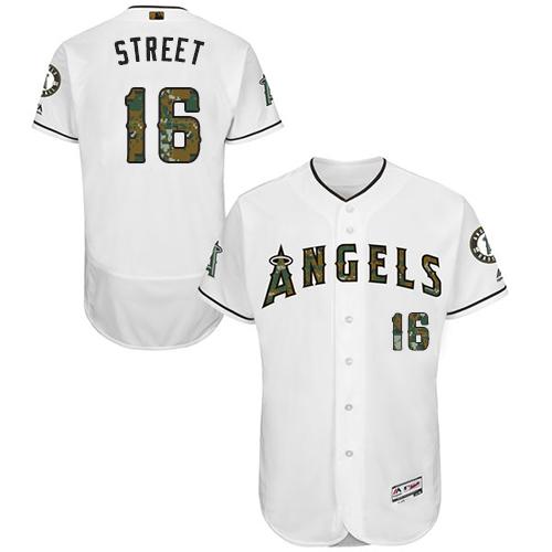 Angels Of Anaheim #16 Huston Street White Flexbase Authentic Collection 2016 Memorial Day Stitched Jersey