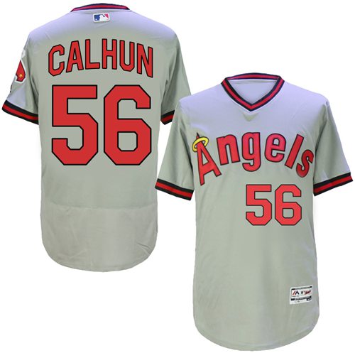 Angels Of Anaheim #56 Kole Calhoun Grey Flexbase Authentic Collection Cooperstown Stitched Jersey