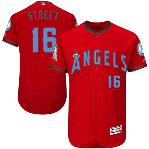 Angels Of Anaheim #16 Huston Street Red Flexbase Authentic Collection 2016 Father's Day Stitched Jersey