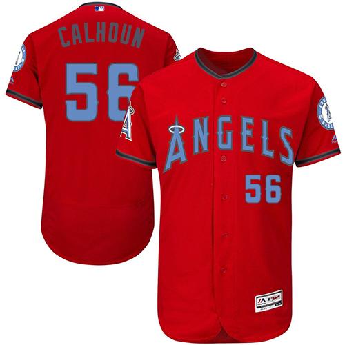 Angels Of Anaheim #56 Kole Calhoun Red Flexbase Authentic Collection 2016 Father's Day Stitched Jersey