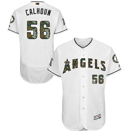 Angels Of Anaheim #56 Kole Calhoun White Flexbase Authentic Collection 2016 Memorial Day Stitched Jersey