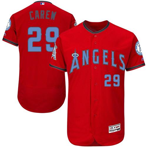 Angels Of Anaheim #29 Rod Carew Red Flexbase Authentic Collection 2016 Father's Day Stitched Jersey