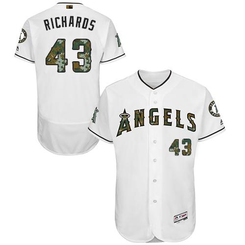 Angels Of Anaheim #43 Garrett Richards White Flexbase Authentic Collection 2016 Memorial Day Stitched Jersey