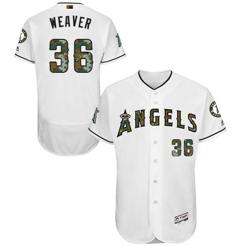 Angels Of Anaheim #36 Jered Weaver White Flexbase Authentic Collection 2016 Memorial Day Stitched Jersey