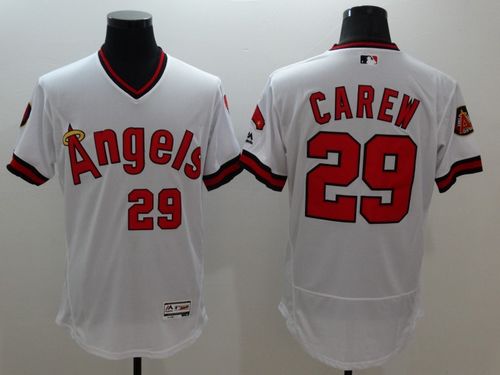 Angels of Anaheim #29 Rod Carew White Flexbase Authentic Collection Cooperstown Stitched Jersey