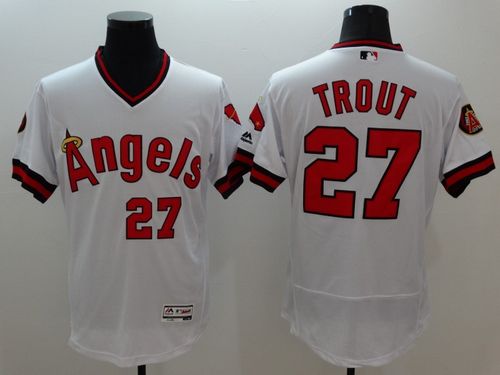 Angels of Anaheim #27 Mike Trout White Flexbase Authentic Collection Cooperstown Stitched Jersey