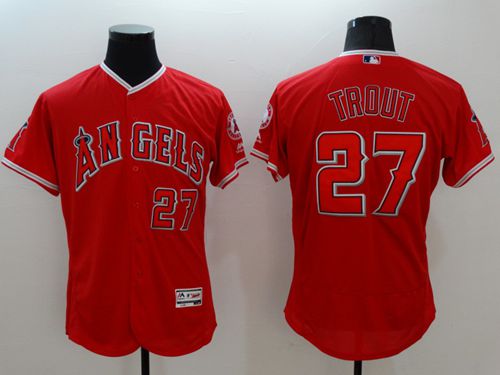 Angels Of Anaheim #27 Mike Trout Red Flexbase Authentic Collection Stitched Jersey