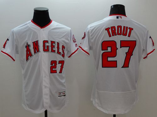 Angels Of Anaheim #27 Mike Trout White Flexbase Authentic Collection Stitched Jersey