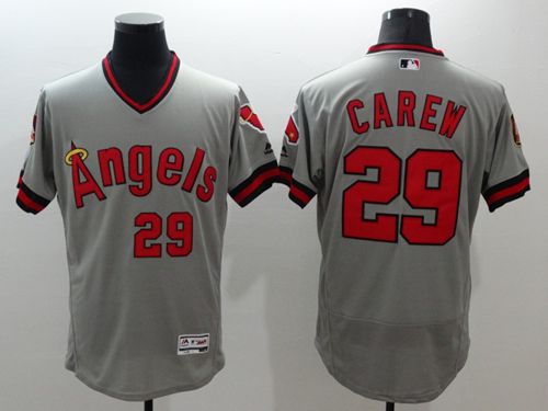 Angels Of Anaheim #29 Rod Carew Grey Flexbase Authentic Collection Cooperstown Stitched Jersey