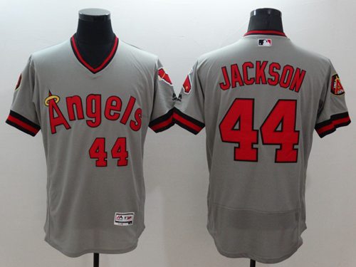 Angels Of Anaheim #44 Reggie Jackson Grey Flexbase Authentic Collection Cooperstown Stitched Jersey