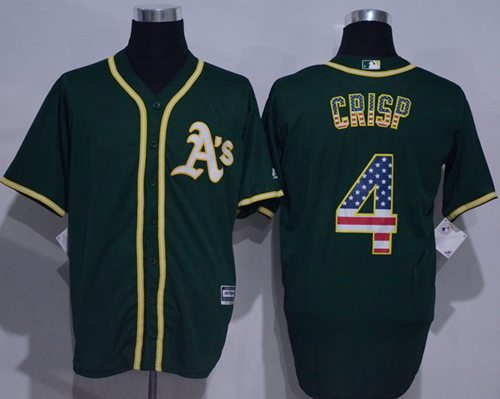 Athletics #4 Coco Crisp Green USA Flag Fashion Stitched Jersey