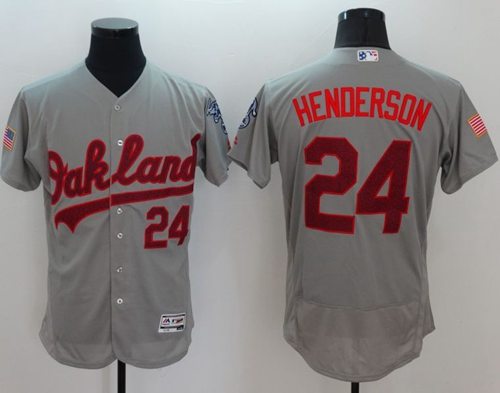 Athletics #24 Rickey Henderson Grey Fashion Stars Stripes Flexbase Authentic Stitched Jersey