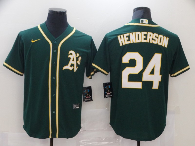 Athletics #24 Rickey Henderson Green Cool Base Stitched Jersey