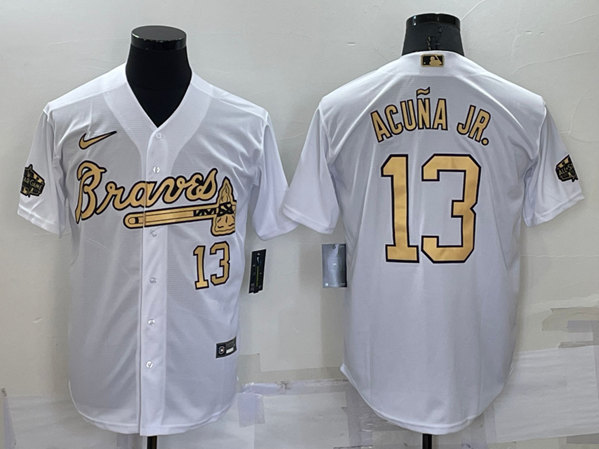 Atlanta Braves #13 Ronald Acuna Jr. White 2022 All-Star Cool Base Stitched Baseball Jersey