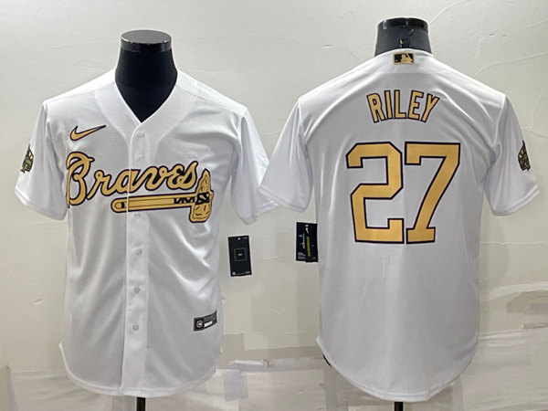 Atlanta Braves #27 Austin Riley White 2022 All-Star Cool Base Stitched Baseball Jersey