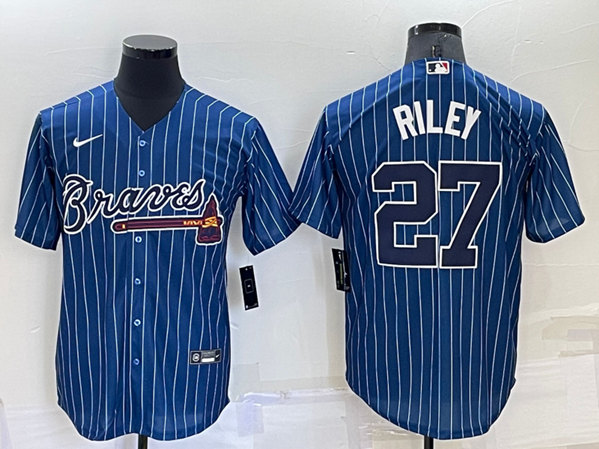 Atlanta Braves #27 Austin Riley Navy Cool Base Stitched Baseball Jersey
