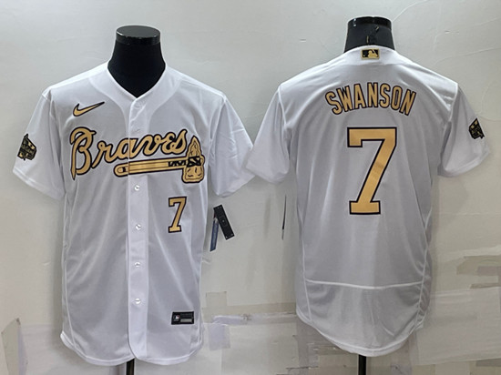 Atlanta Braves #7 Dansby Swanson 2022 All-Star White Flex Base Stitched Baseball Jersey