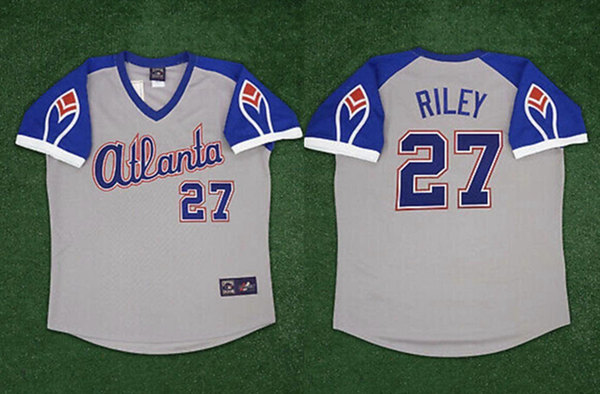 Atlanta Braves #27 Austin Riley Gray Cool Base Stitched Jersey