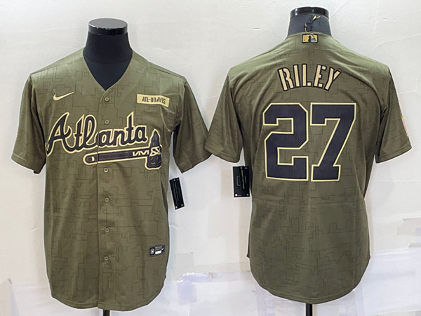 Atlanta Braves #27 Austin Riley Camo Salute To Service Cool Base Stitched Jersey