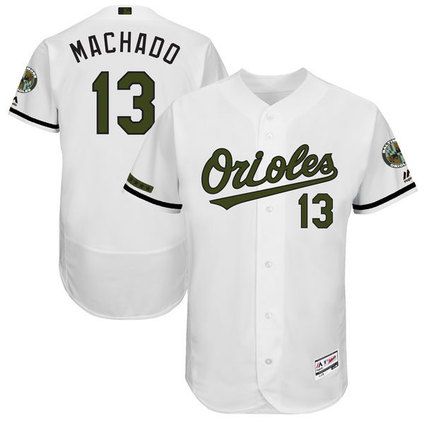 Baltimore Orioles #13 Manny Machado Majestic White 2017 Memorial Day Authentic Collection Flex Base Player Stitched Jersey