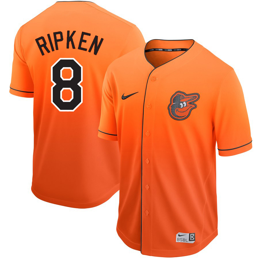 Baltimore Orioles #8 Cal Ripken Jr Orange Fade Stitched Jersey