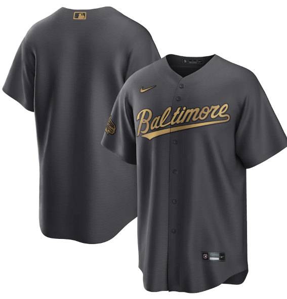 Baltimore Orioles Blank Charcoal 2022 All-Star Cool Base Stitched Baseball Jersey