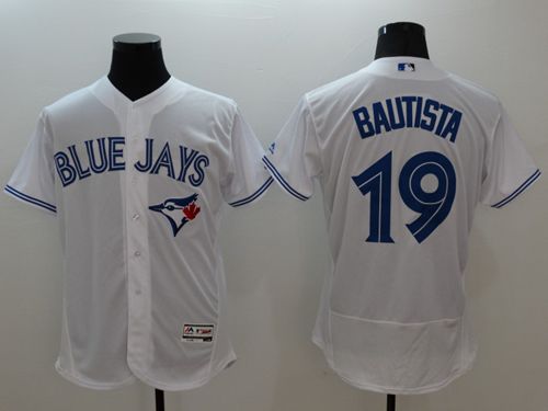 Blue Jays #19 Jose Bautista White Flexbase Authentic Collection Stitched Jersey