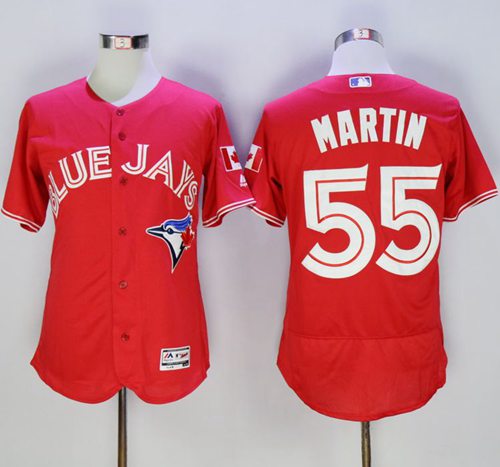 Blue Jays #55 Russell Martin Red Flexbase Authentic Collection Canada Day Stitched Jersey