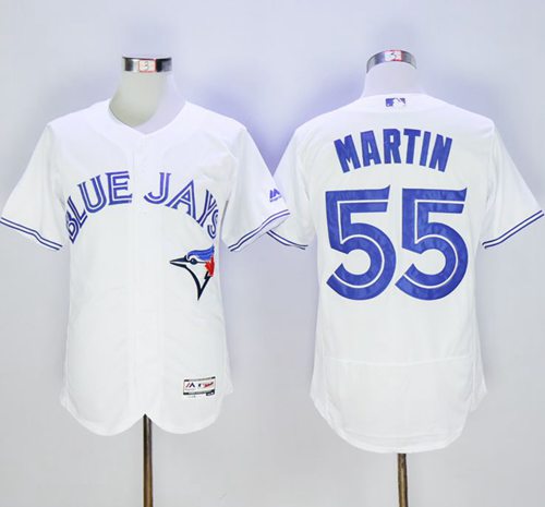 Blue Jays #55 Russell Martin White Flexbase Authentic Collection Stitched Jersey
