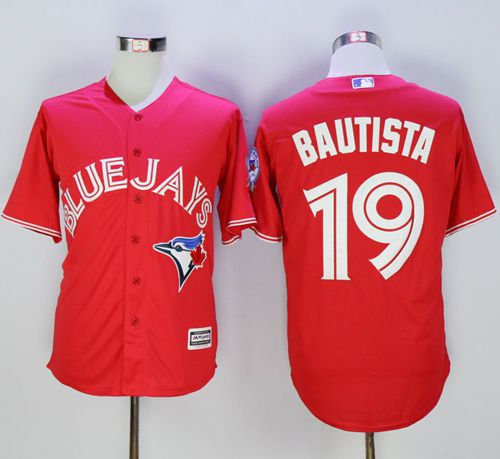 Blue Jays #19 Jose Bautista Red New Cool Base 40th Anniversary Stitched Jersey