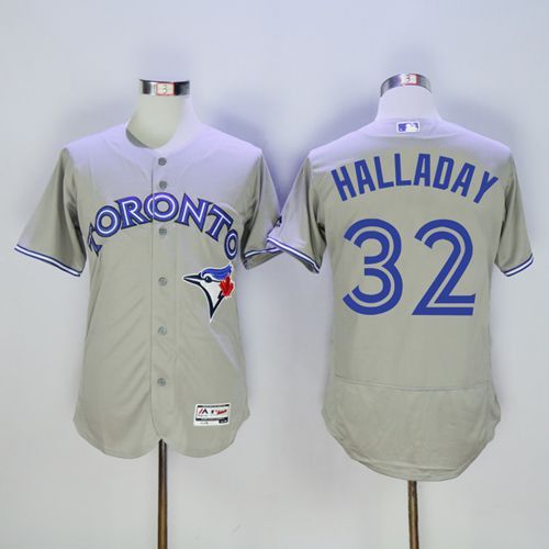 Blue Jays #32 Roy Halladay Grey Flexbase Authentic Collection Stitched Jersey