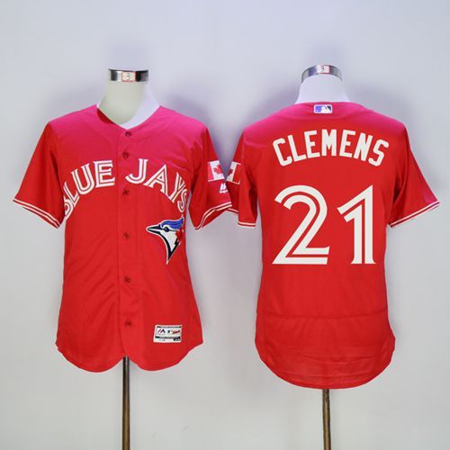 Blue Jays #21 Roger Clemens Red Flexbase Authentic Collection Canada Day Stitched Jersey