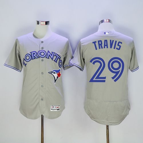 Blue Jays #29 Devon Travis Grey Flexbase Authentic Collection Stitched Jersey