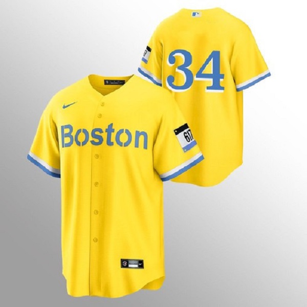Boston Red Sox #34 David Ortizi Gold 2021 City Connect Stitched Jersey