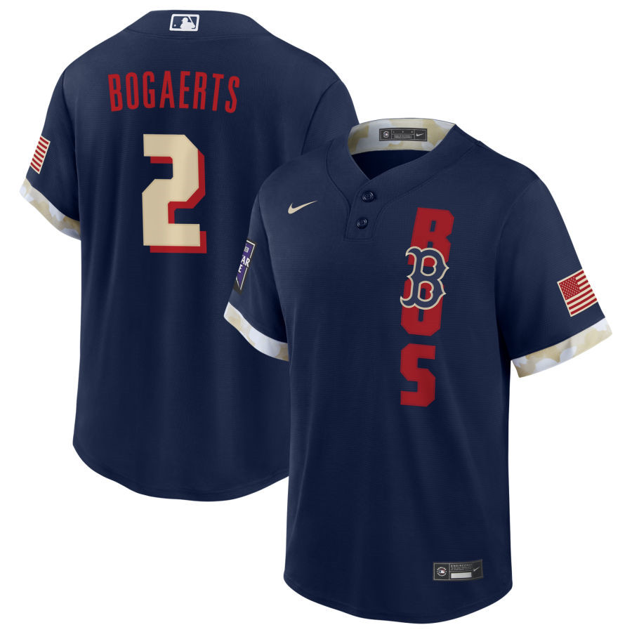 Boston Red Sox #2 Xander Bogaerts 2021 Navy All-Star Cool Base Stitched Jersey