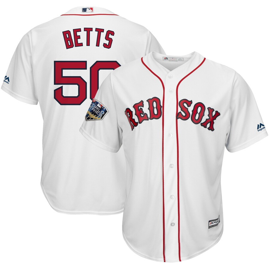 Boston Red Sox #50 Mookie Betts White 2018 World Series Cool Base Jersey