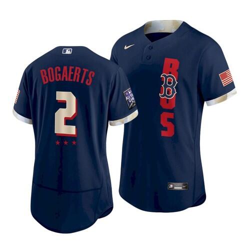 Boston Red Sox #2 Xander Bogaerts 2021 Navy All-Star Flex Base Stitched Baseball Jersey