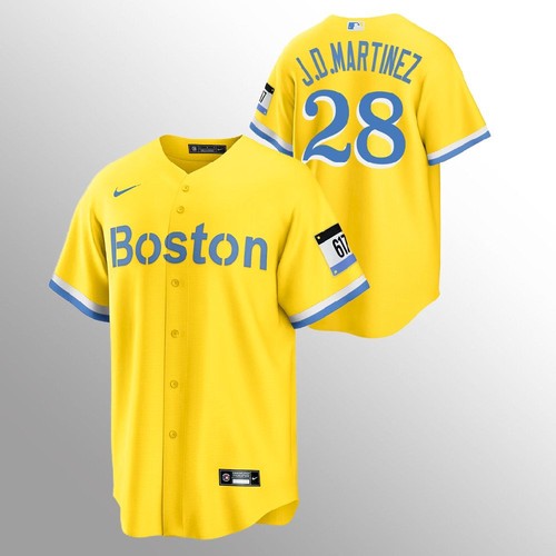 Boston Red Sox #28 J.D. Martinez Gold 2021 City Connect Stitched Jersey