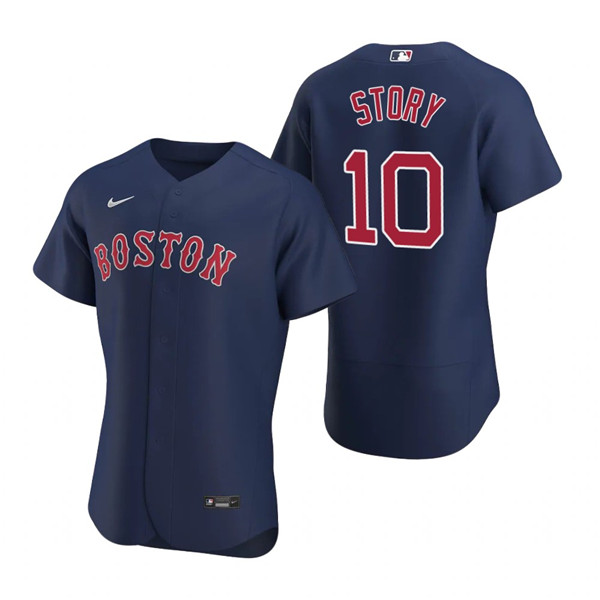 Boston Red Sox #10 Trevor Story Navy Flex Base Stitched Baseball Jersey