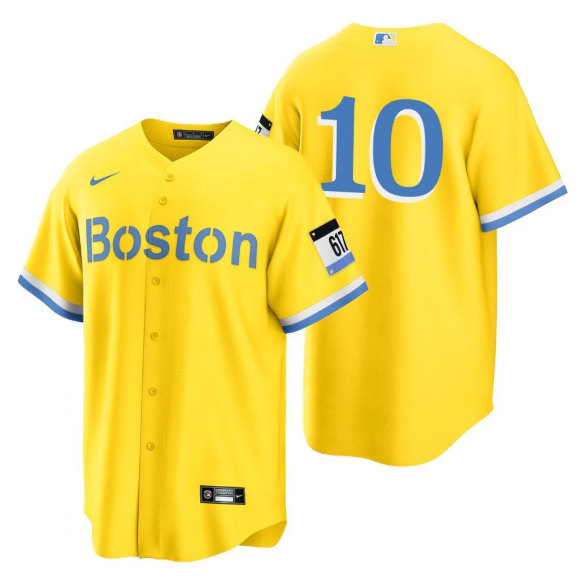 Boston Red Sox #10 Trevor Story Gold 2021 City Connect Stitched Baseball Jersey
