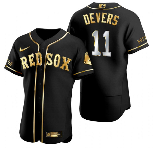 Boston Red Sox #11 Rafael Devers Black Gold Flex Base Stitched Baseball Jersey